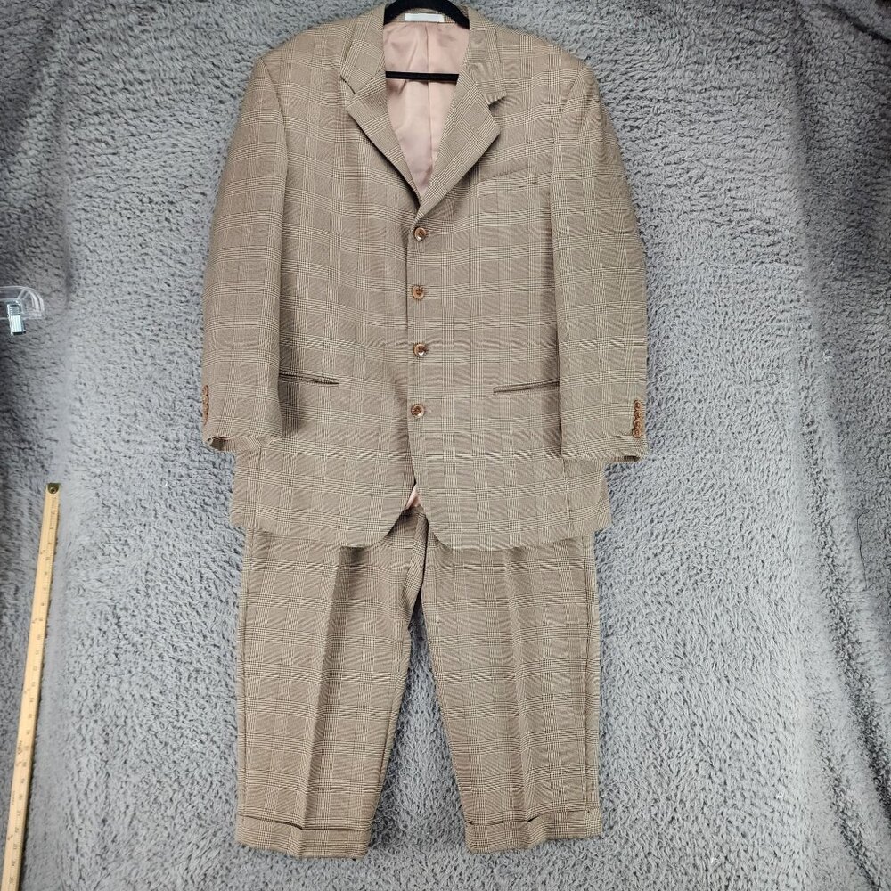 Alberto Celini 2 Piece Suit Mens 44R 38Rx26 Tan Blazer Jacket Pants *Read*